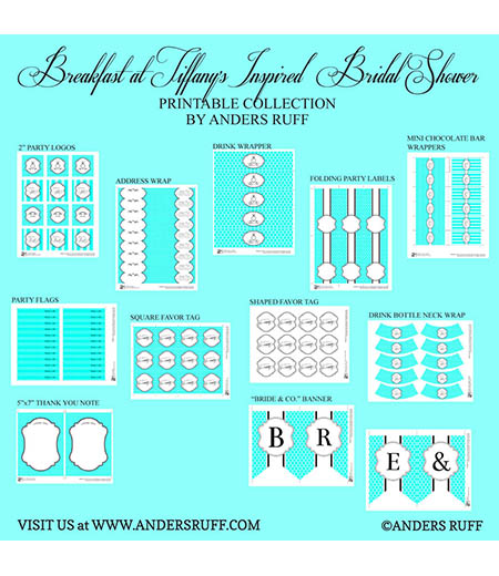 Breakfast at Tiffany's Inspired Bridal Shower Printables Collection